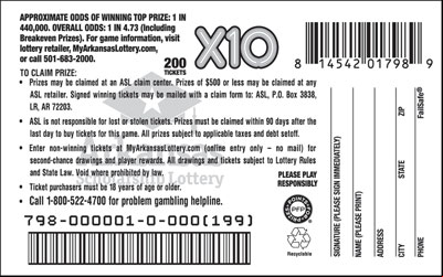 X10 - Game No. 798 - Back X10 - Game No. 798
