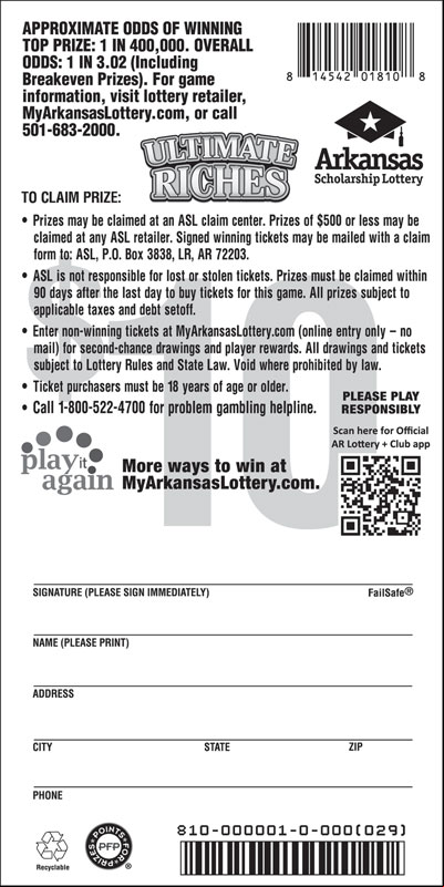 Ultimate Riches - Game No. 810 - Back Ultimate Riches - Game No. 810